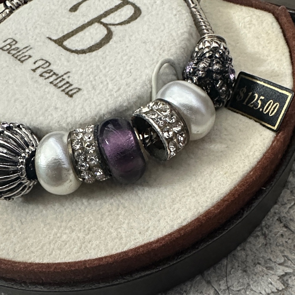 BNIB. Bella Perlina Amethyst and Silver Beaded Bracelet - Picture 4 of 6